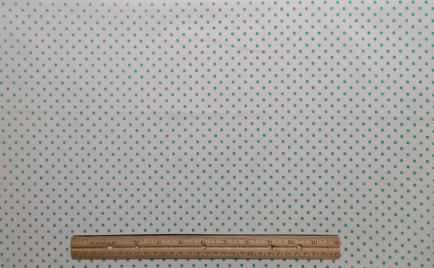 White Fabric / Green Flower Print - Selvage to Selvage Print