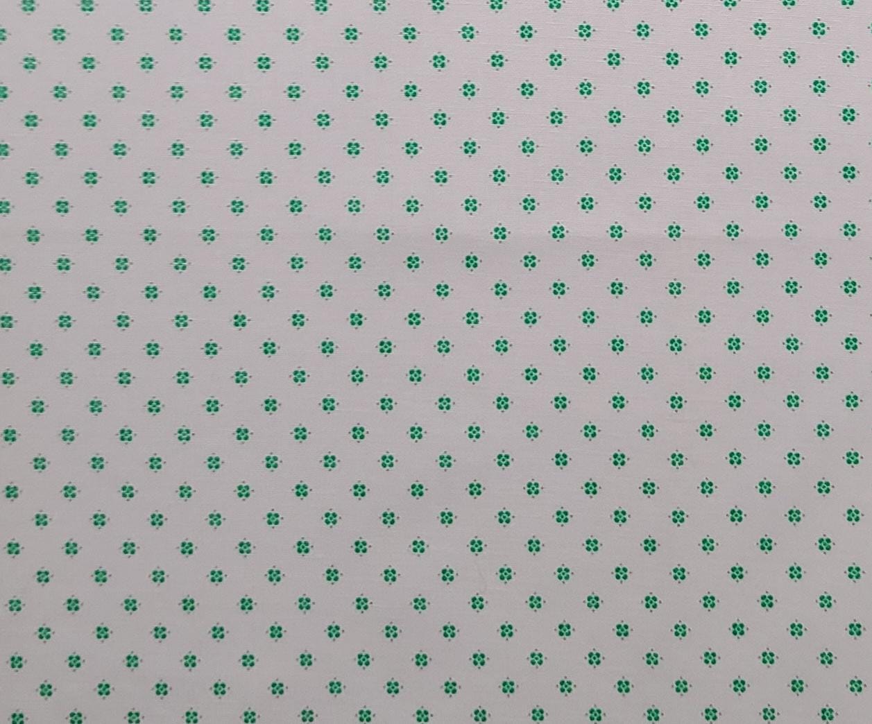 White Fabric / Green Flower Print - Selvage to Selvage Print