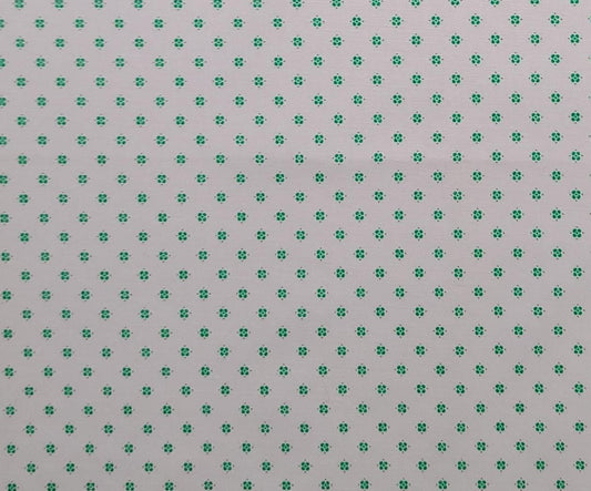 White Fabric / Green Flower Print - Selvage to Selvage Print