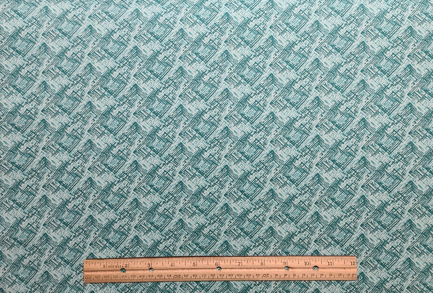 Cranston Print Works Co Millworth Fabrics Inc - Aqua Fabric / Teal, Turquoise Print Fabric