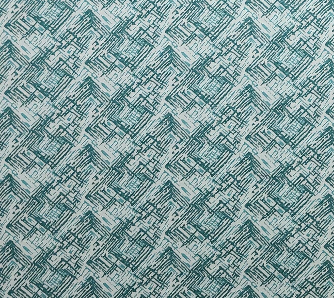 Cranston Print Works Co Millworth Fabrics Inc - Aqua Fabric / Teal, Turquoise Print Fabric