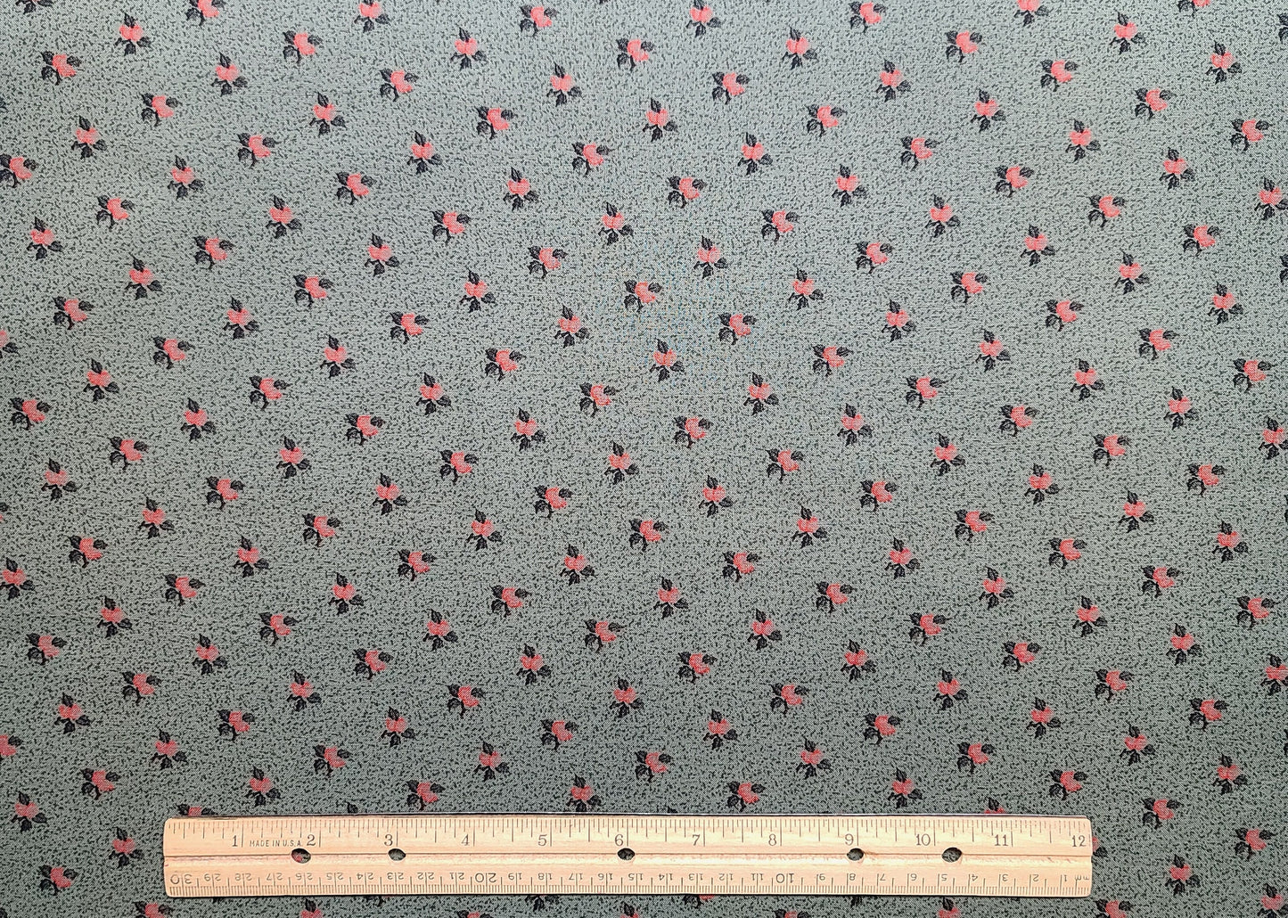 Holly Hill by Thimbleberries for RJR Fashion Fabrics - Dark Green Fabric / Red, Black Flower Print