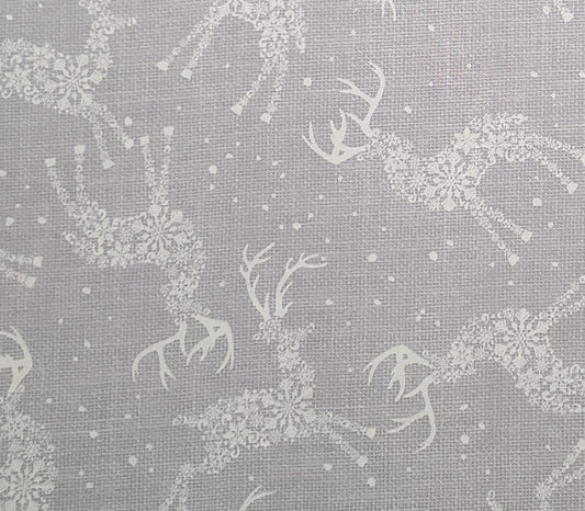 JoAnn Fabrics - Gray, White "Screen" Fabric / Snowflake Reindeer Print