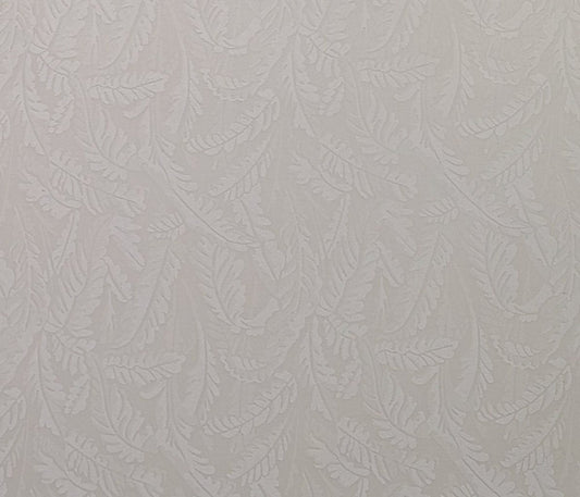 Ivory Fabric / White Leaf Print - Selvage to Selvage Print