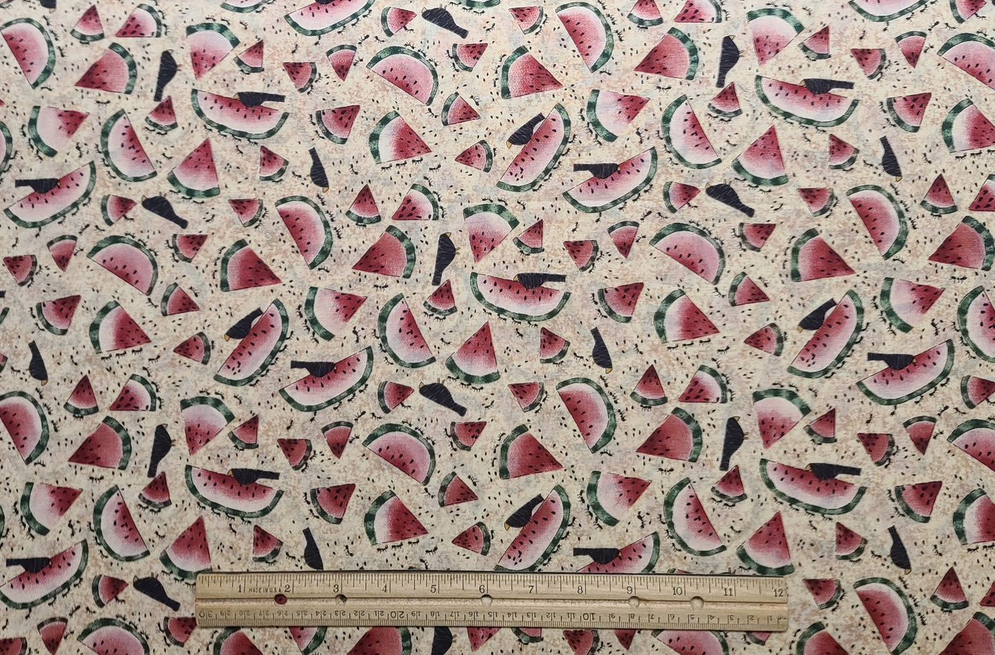 A Slice of Summer Teresa Kogut SSI - Tan Fabric / Watermelon, Ant, Blackbird Print