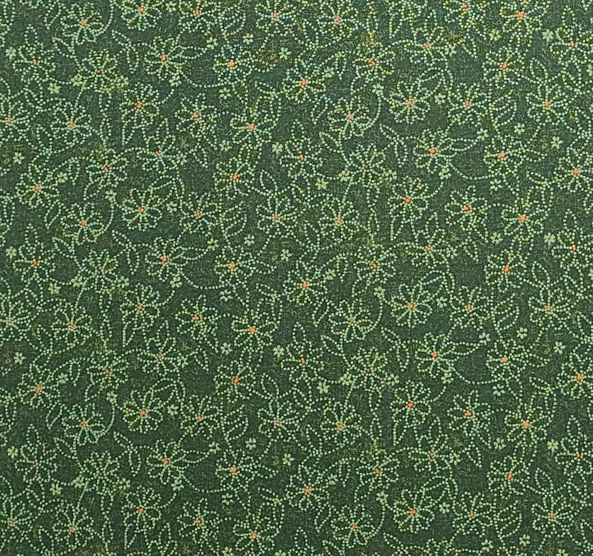 Classic Cottons 2000 - Dark Green Fabric / Light Green Flower Print