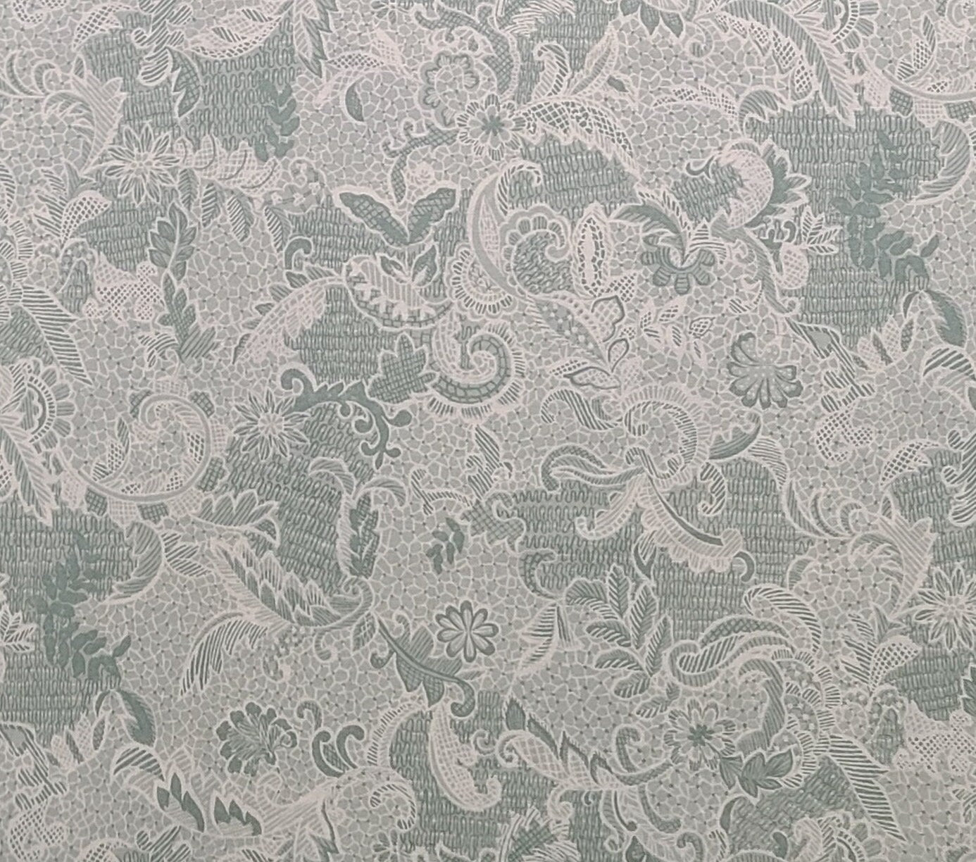 Classic Cottons 1999 - Mint Green Fabric / Ivory "Lace" Print