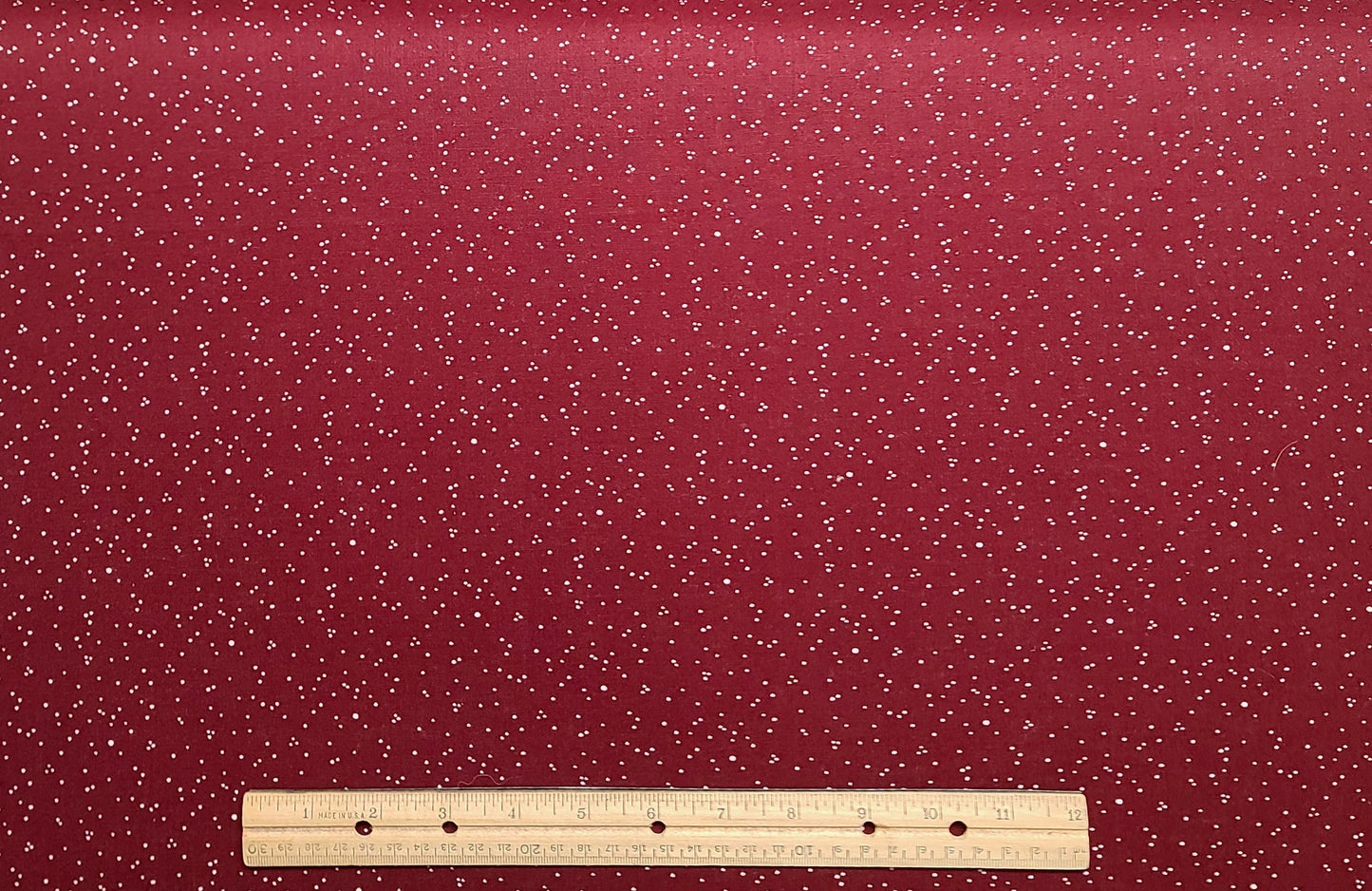 Wine Colored Fabric / White Dot Print - Selvage to Selvage Print