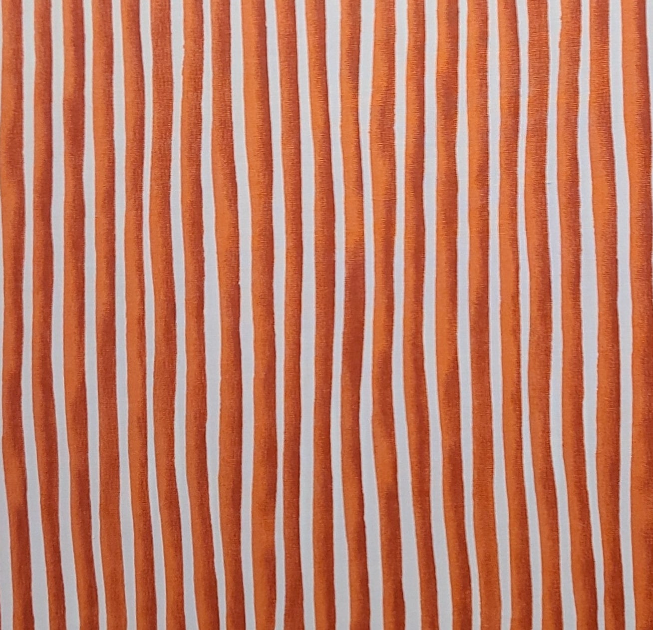 Concord Fabrics Inc Designed by the Kesslers - Orange and White Wavy Border Stripe Print Fabric