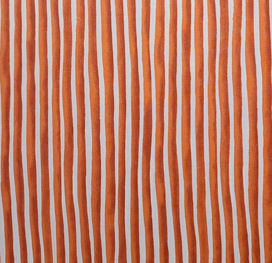 Concord Fabrics Inc Designed by the Kesslers - Orange and White Wavy Border Stripe Print Fabric