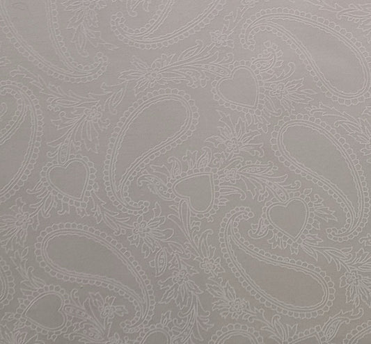 210 Solitaire by Maywood Studio - White Tone-on-Tone Paisley and Heart Print Fabric