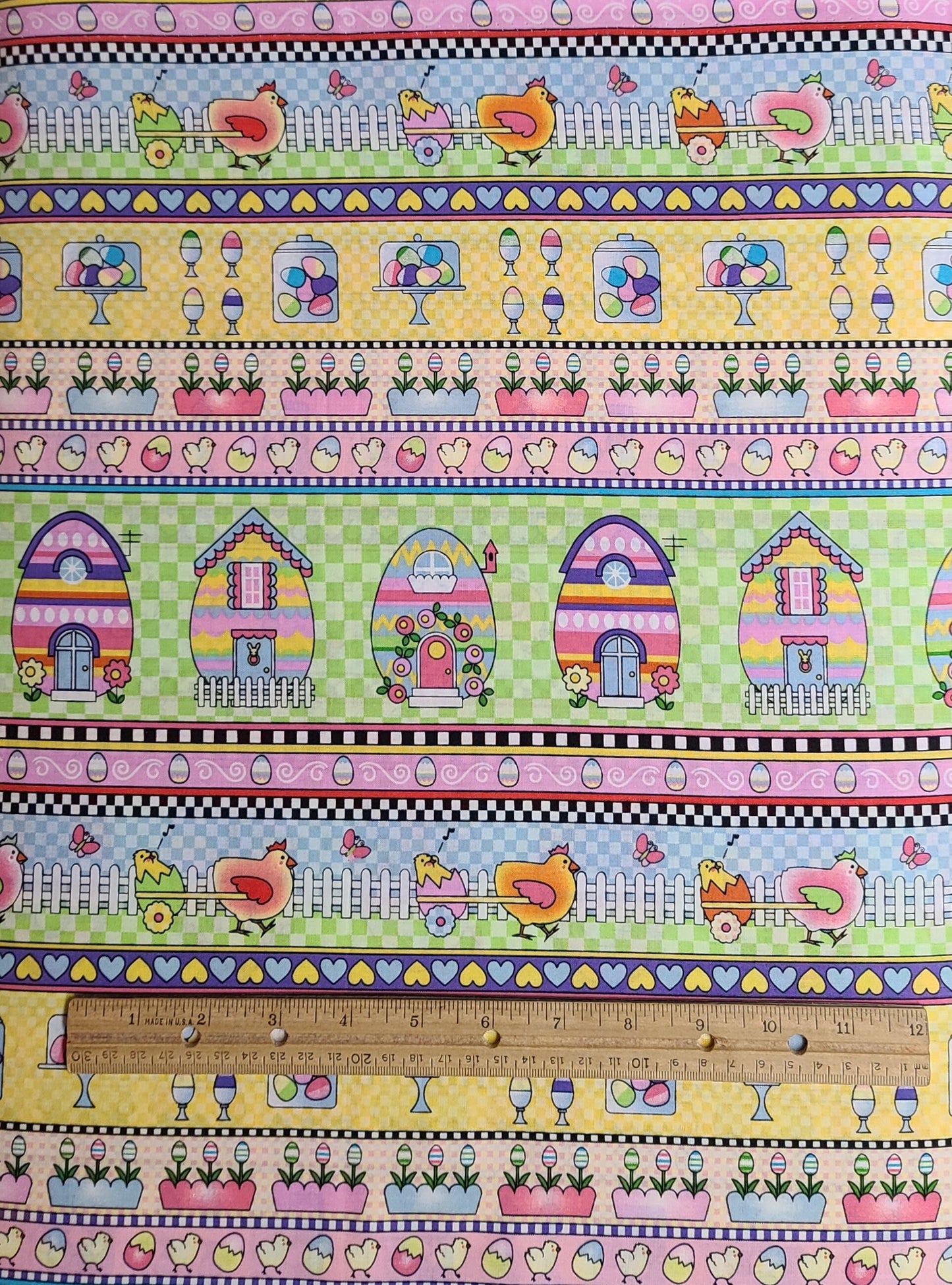 JoAnn Fabrics - Brightly Colored Easter Print Border Stripe Fabric