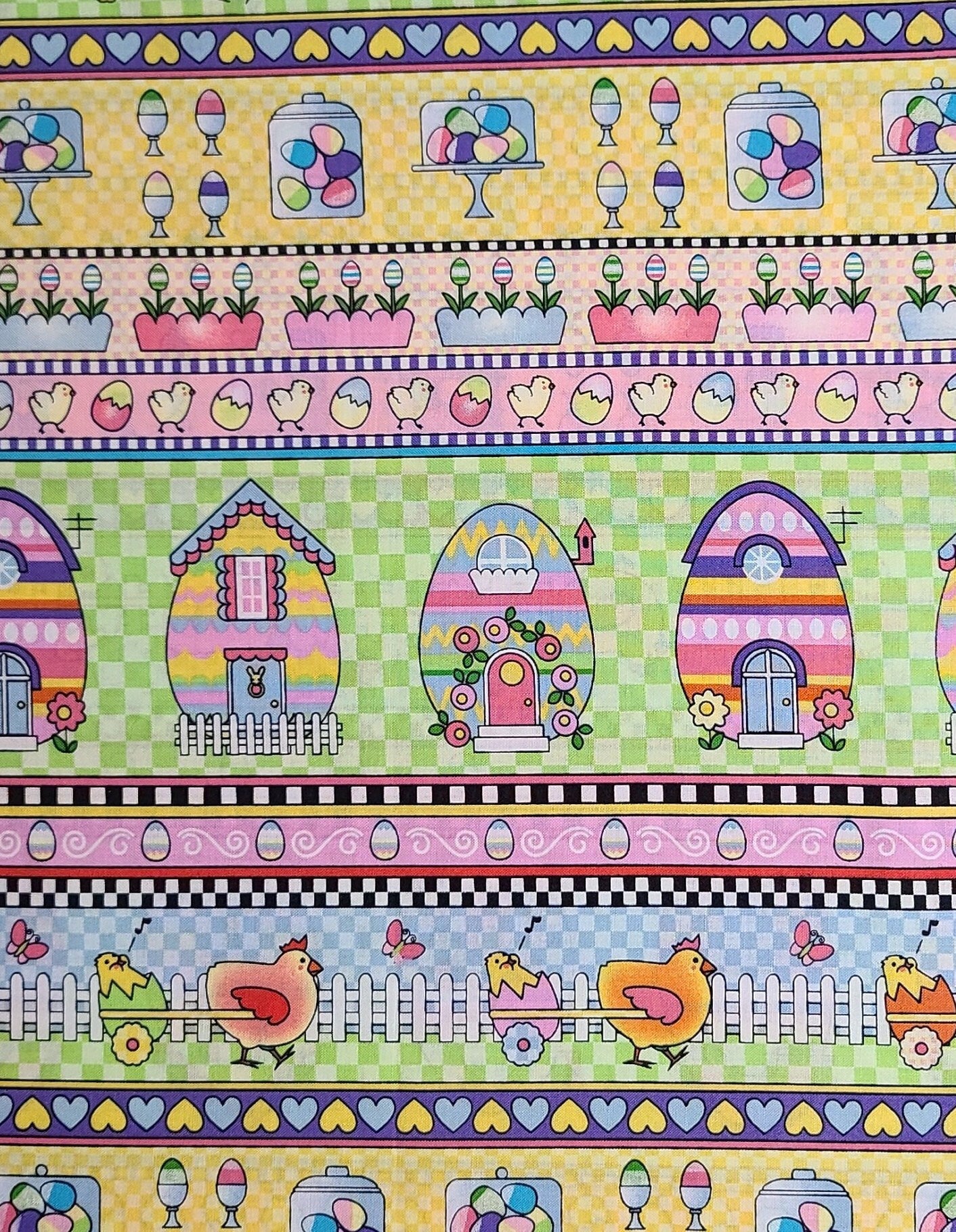 JoAnn Fabrics - Brightly Colored Easter Print Border Stripe Fabric