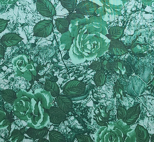 Ozark Calicos by Fabri-Quilt Inc - Green Tonal Rose Print Fabric