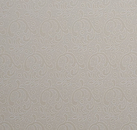 Cream Fabric / White Dot Filigree Pattern - Selvage to Selvage Print