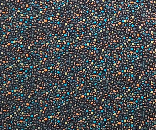 EOB - Serendipity by Paula Nadelstern for Benartex - Black Fabric / Rust, Turquoise, Green Print