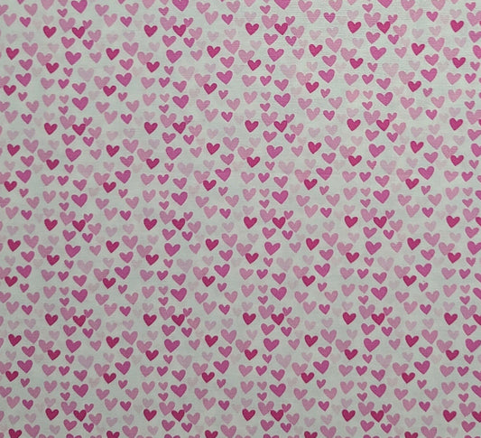 EOB - Timeless Treasures Fabrics of SoHo Patt#FUN-C3355 - White Fabric / Multi-Colored Pink Heart Print