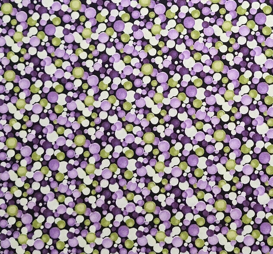 Poppy Panache Ann Lauer of Grizzly Gulch Gallery Benartex Style #626 - Dark Purple Fabric/Light Purple, Lavender, Green, White Bubble Print