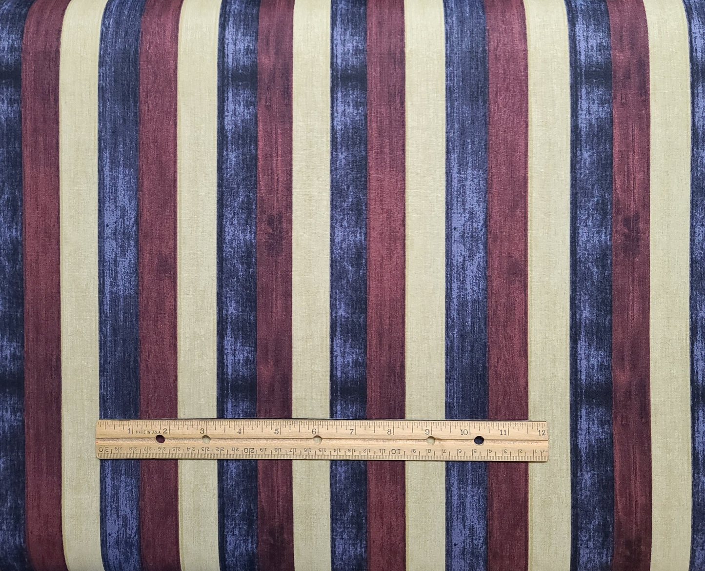 JoAnn Fabrics - Gold, Blue, Burgundy Border Stripe Fabric