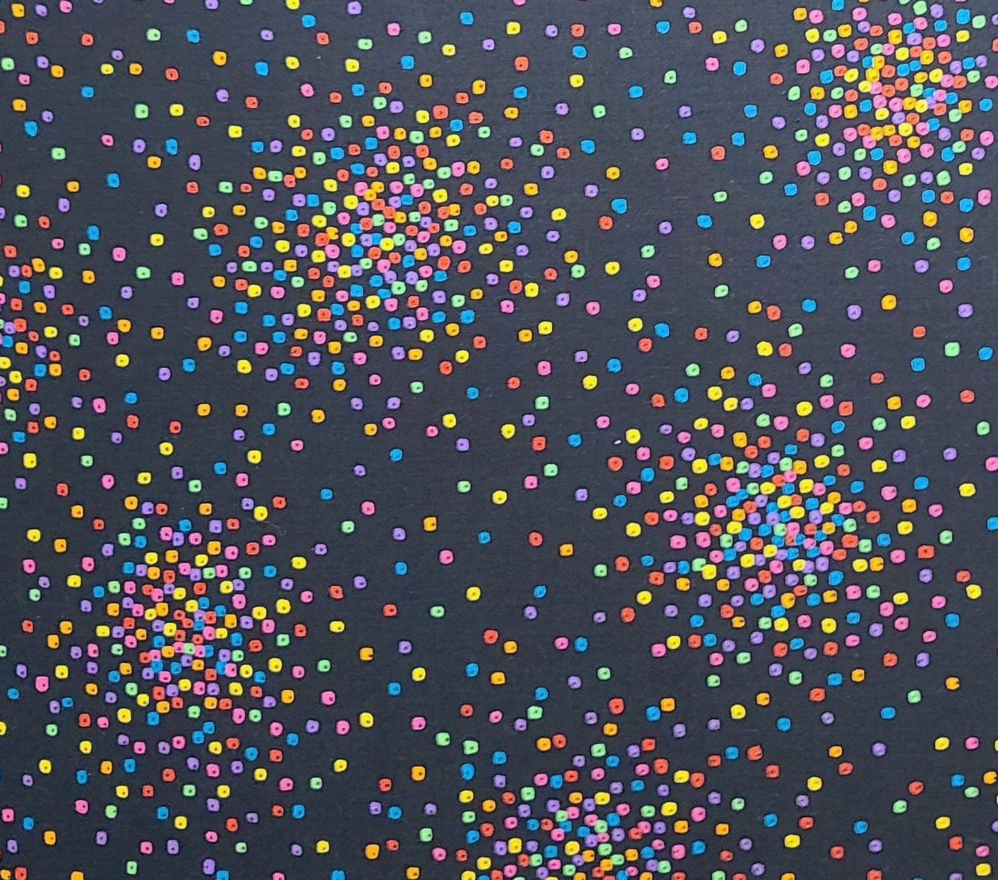 Basic Confetti by Laurel Burch for Clothworks - Black Fabric / Bright Pastel Confetti Print