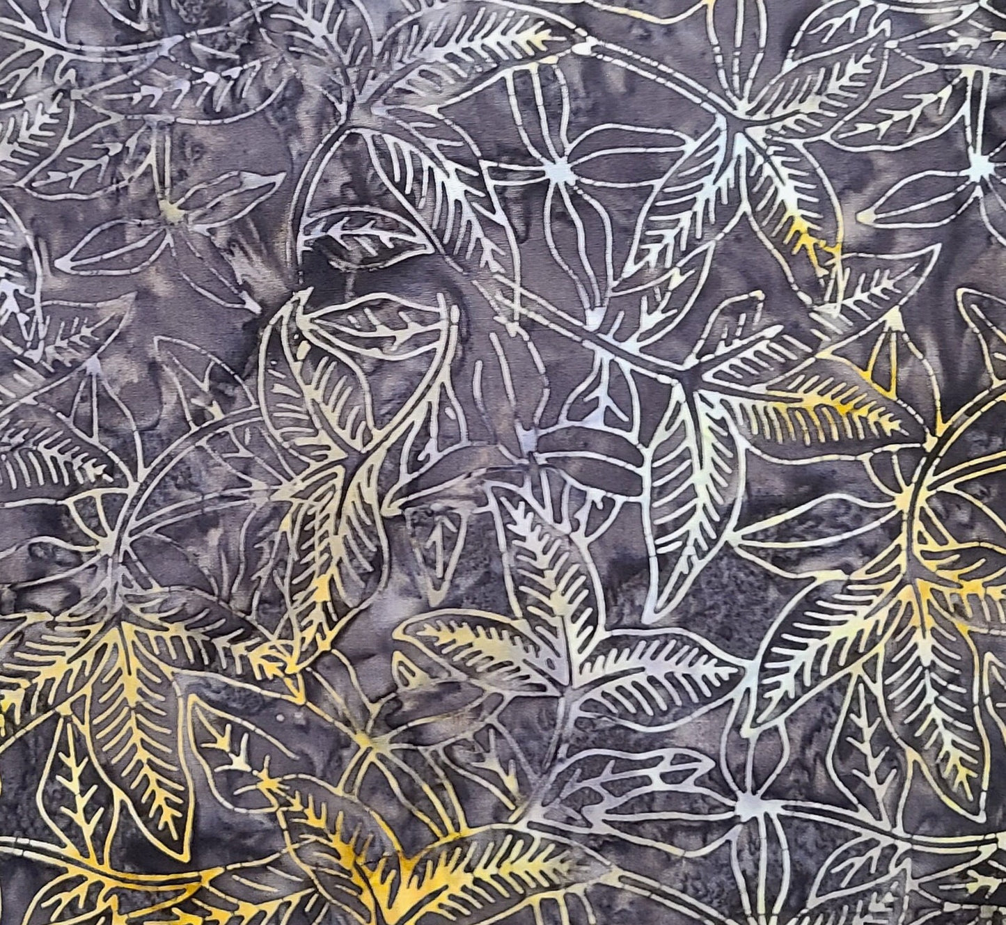 EOB - BATIK - Brown Fabric / Gold, Cream, Gray Leaf Tjap