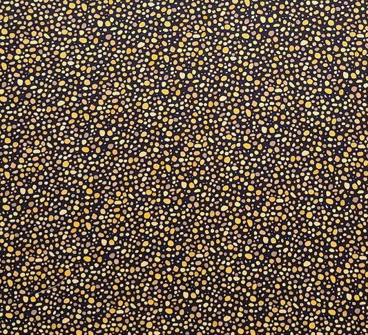 EOB - Serendipity by Paula Nadelstern for Benartex - Black Fabric / Brown, Gold Print