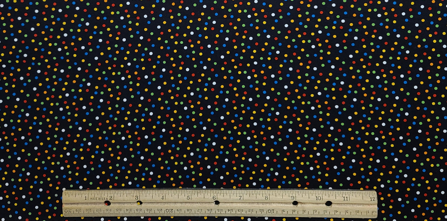 EOB - Black Fabric / Red, Bright Green, Yellow, Blue, White Polka Dot Print