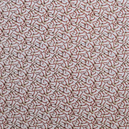 EOB - Hi-Fashion Fabrics Inc Patt#HJG-C2636 - White and Red Packed Baseball Print Fabric