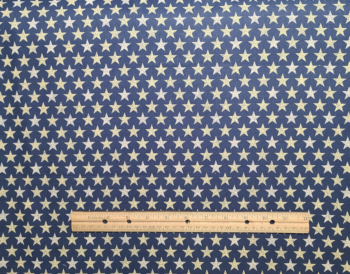 JoAnn Fabrics - Dark Blue Fabric / White, Pale Yellow Tonal Star Print