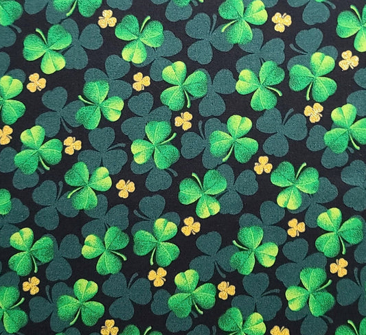 EOB - Fabric Traditions 2018 - Black Fabric / Bright Green, Dark Green, Gold Glitter Shamrock Print