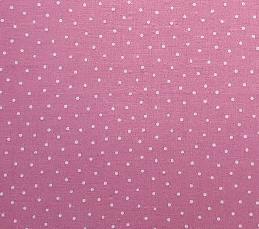 EOB - Desiree 2016 Desiree Designs for Quilting Treasures - Bubble Gum Pink Fabric / White Mini Polka Dot Print