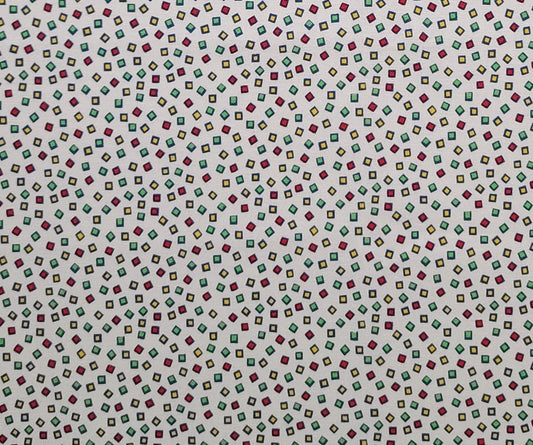 EOB - Holly's Dollies by Sara Morgan for Washington Street Studio DSN#00603 - White Fabric / Red, Green, Yellow Tossed Confetti Print