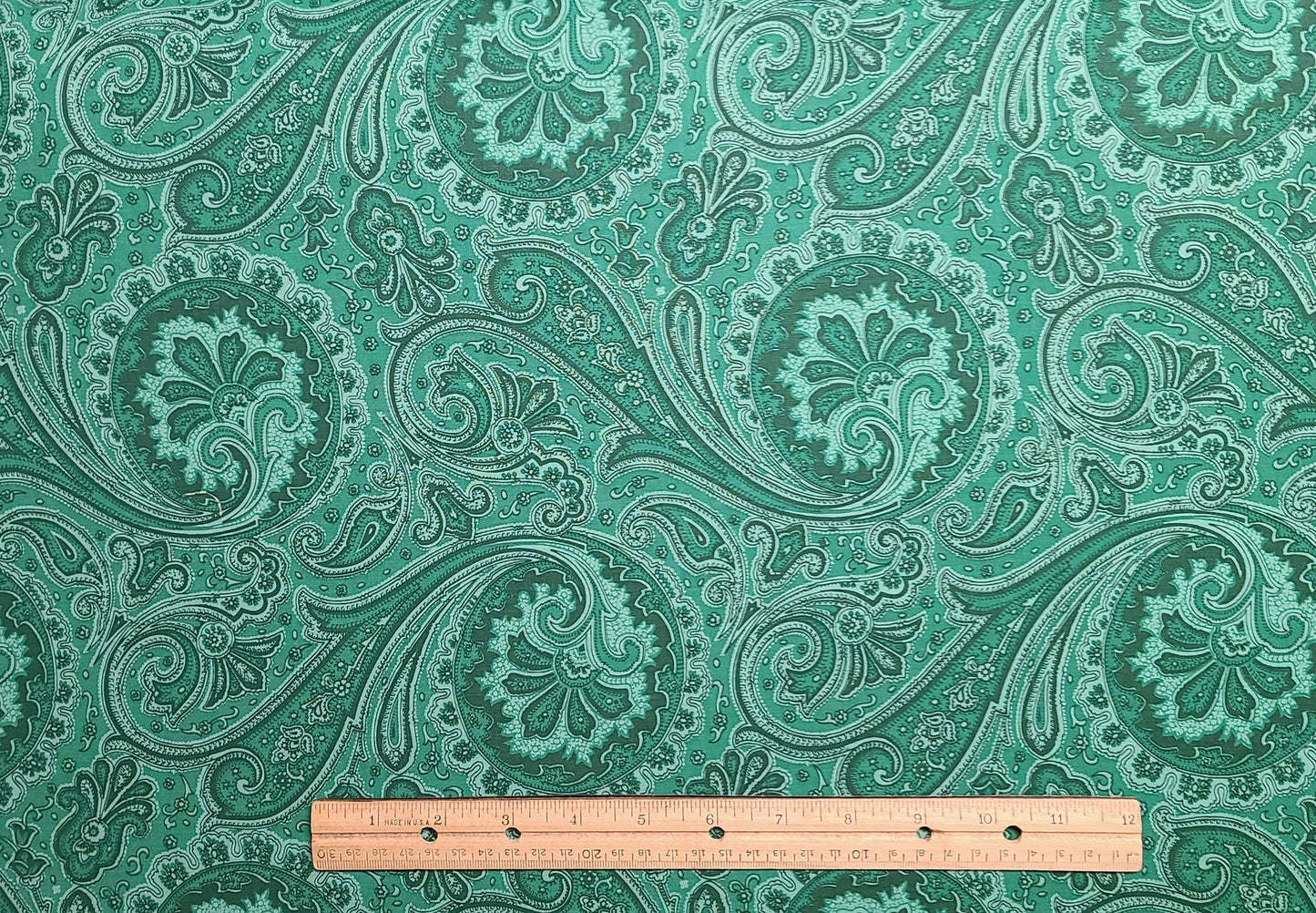 EOB - Jinny Beyer for RJR Fashion Fabrics - Green Tonal Giant Paisley and Medallion Print Fabric