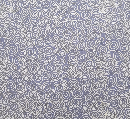 Lavender Tonal Fabric / White Scroll Print - Selvage to Selvage Print