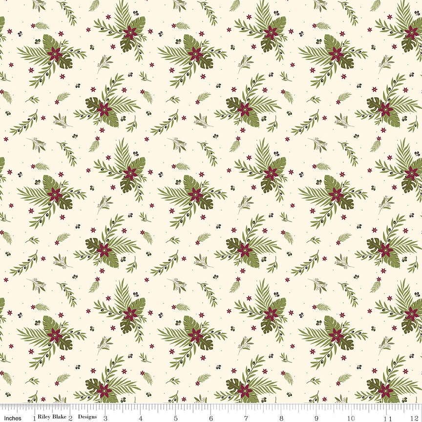 Riley Blake Designs Pattern SC13572 Silent Night by Jennifer Long Bee Sew Inspired 2023 - Ivory Olive Branch - Ivory Fabric