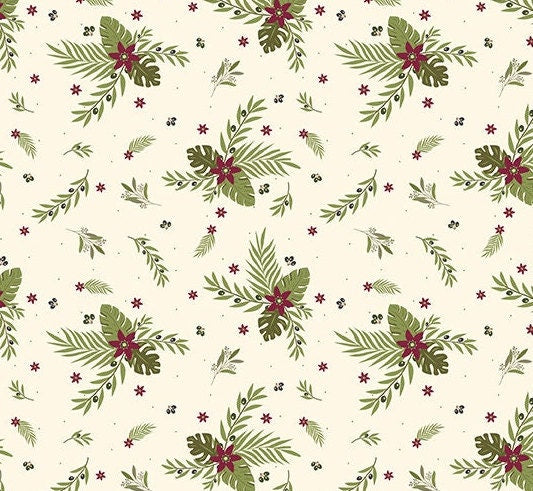 Riley Blake Designs Pattern SC13572 Silent Night by Jennifer Long Bee Sew Inspired 2023 - Ivory Olive Branch - Ivory Fabric