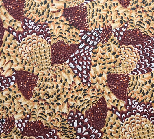 EOB - Troy Corporation - Tan, Rust, Black, White Turkey Fan Print Fabric