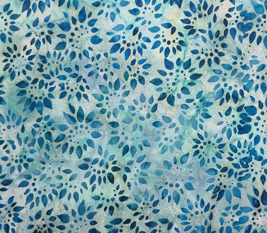 EOB - BATIK - Bright Aqua, Teal, Turquoise Patterned Fabric / Flower Tjap