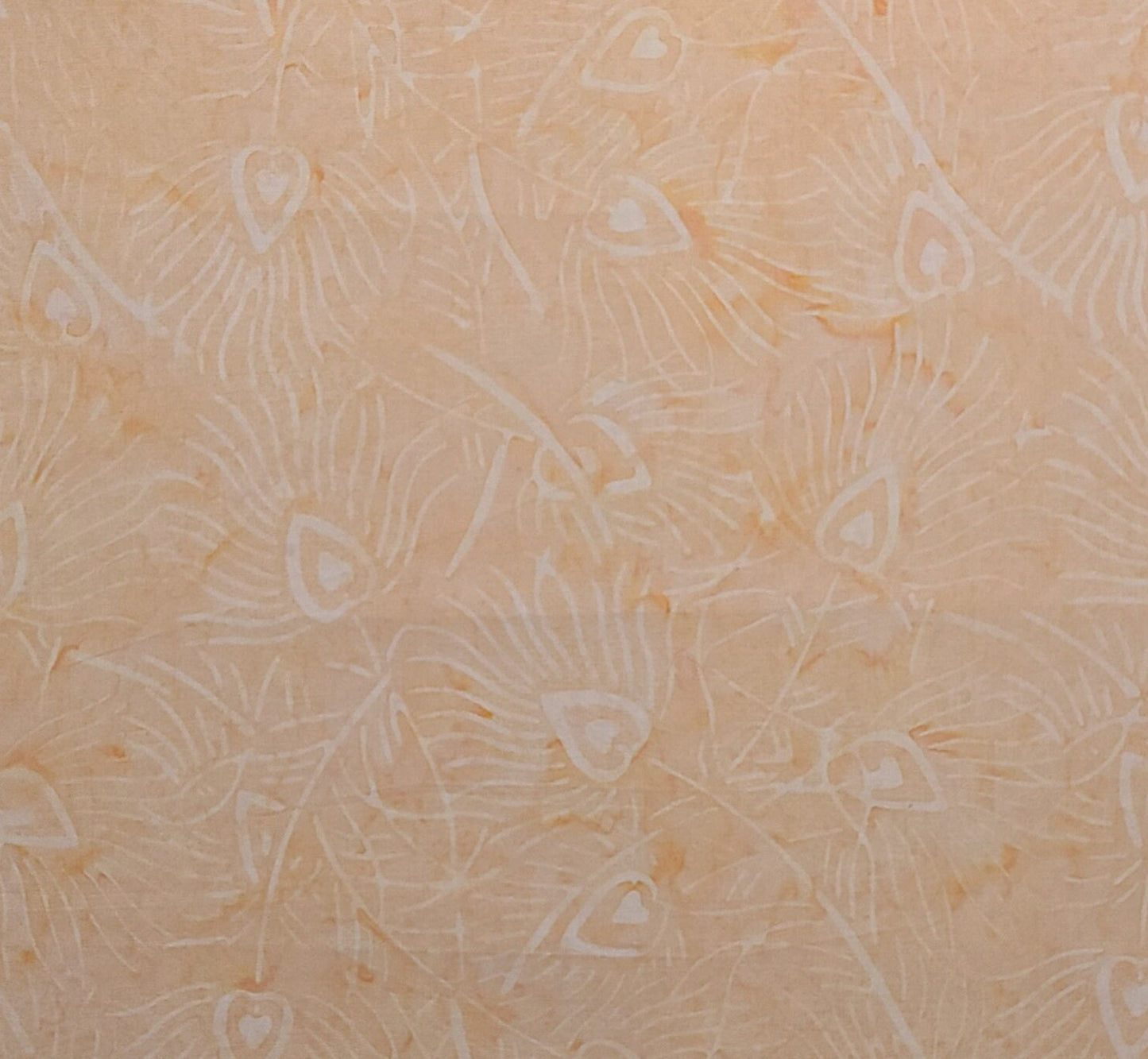 EOB - BATIK - Apricot Colored Patterned Fabric / Pale Yellow Leaf Tjap