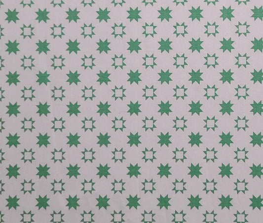 Riley Blake Designs Pattern C11356 Quilt Fair by Tasha Noel 2021 - White Fabric / Green Star Print