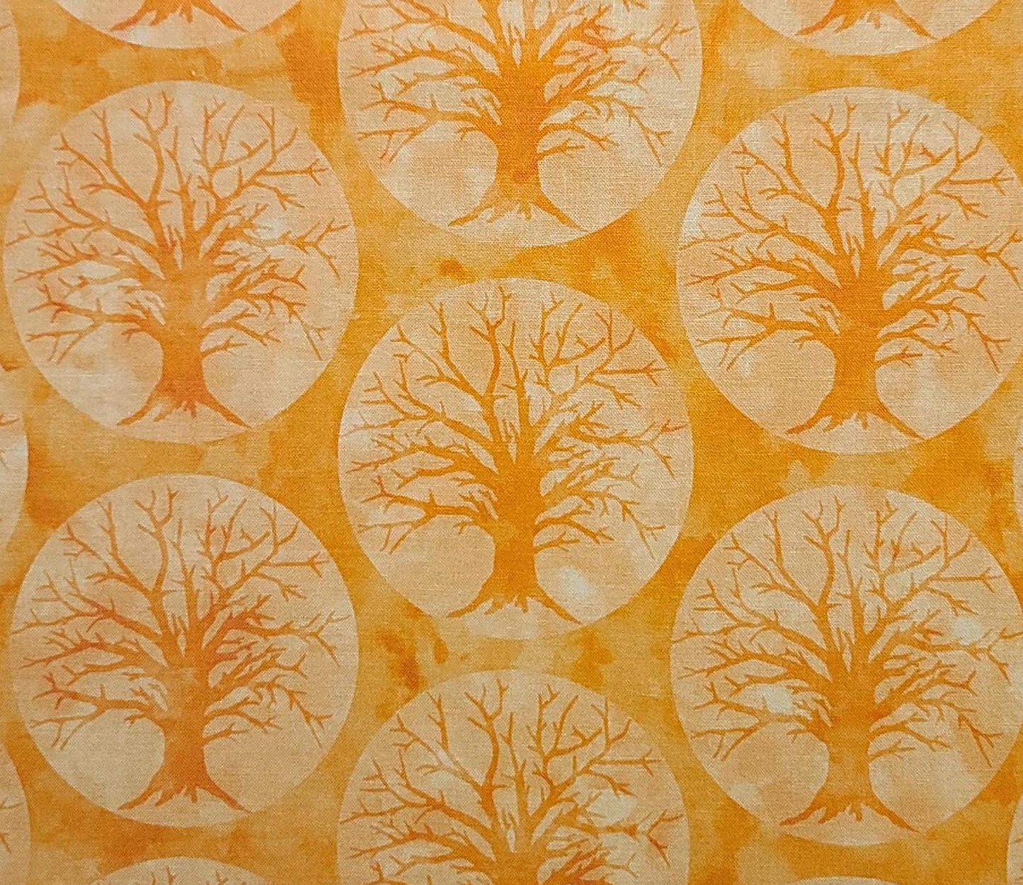 Spooky Hallow by Maywood Studio - Orange Tonal Fabric / Full Moon and Tree Silhouette Print