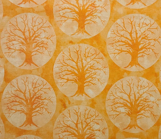 Spooky Hallow by Maywood Studio - Orange Tonal Fabric / Full Moon and Tree Silhouette Print