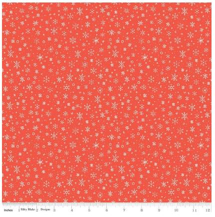 Riley Blake Designs Pattern C14776 Ski Hill by Corinne Wells 2023 - Snowflakes - Red Fabric White Snowflake Print