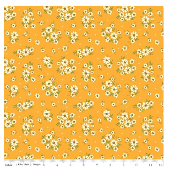 Riley Blake Designs Pattern C14872 Autumn Afternoon by Heather Peterson 2024 - Daisies Saffron - Saffron-Colored Fabric White Daisy Print