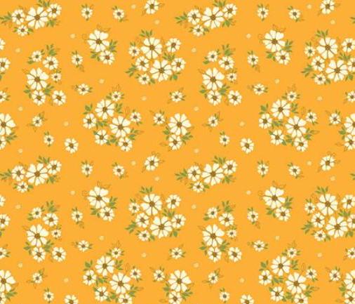 Riley Blake Designs Pattern C14872 Autumn Afternoon by Heather Peterson 2024 - Daisies Saffron - Saffron-Colored Fabric White Daisy Print