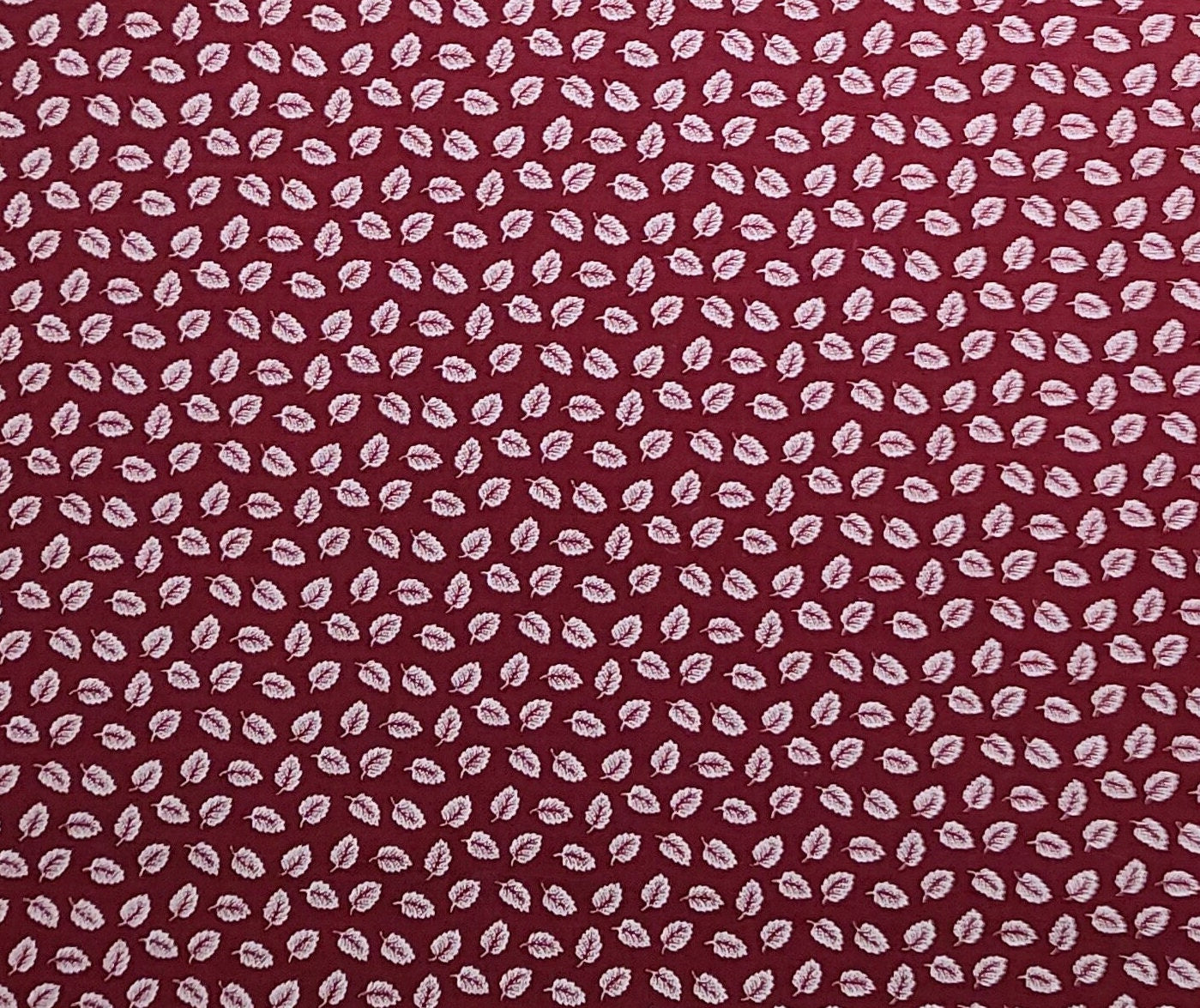 VIP Cranston Print Works - Burgundy Fabric / White Tossed Leaf Print