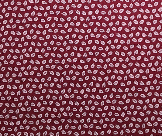 VIP Cranston Print Works - Burgundy Fabric / White Tossed Leaf Print