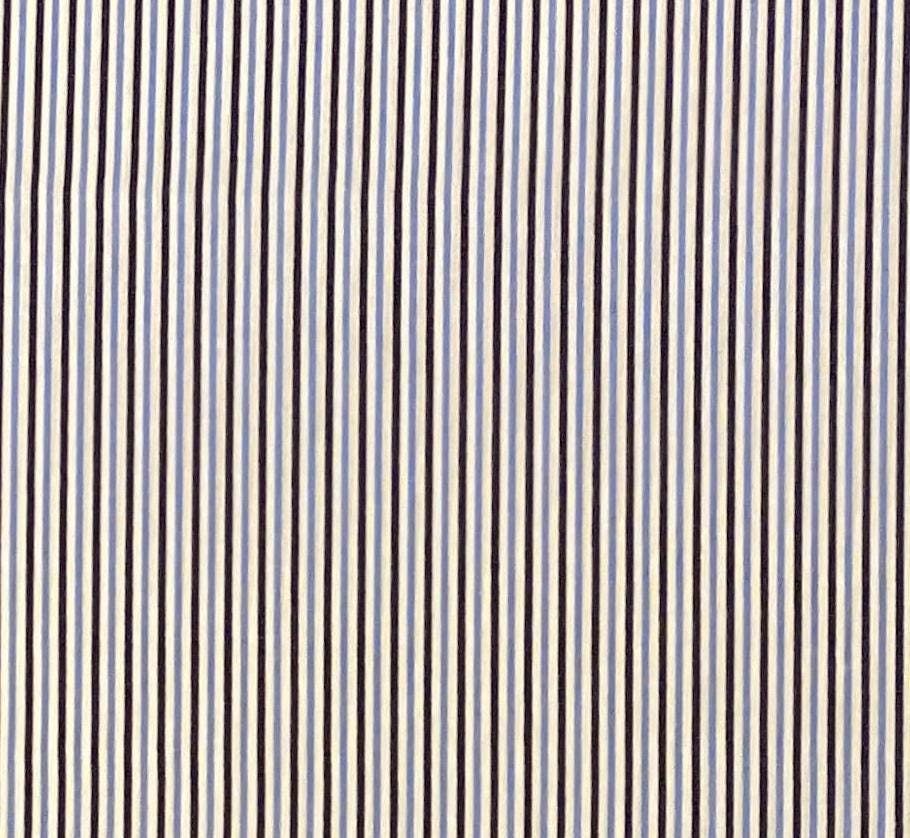 Soft White, Light Blue, Black Vertical (Parallel to Selvage) Stripe Fabric - 13" x 60"