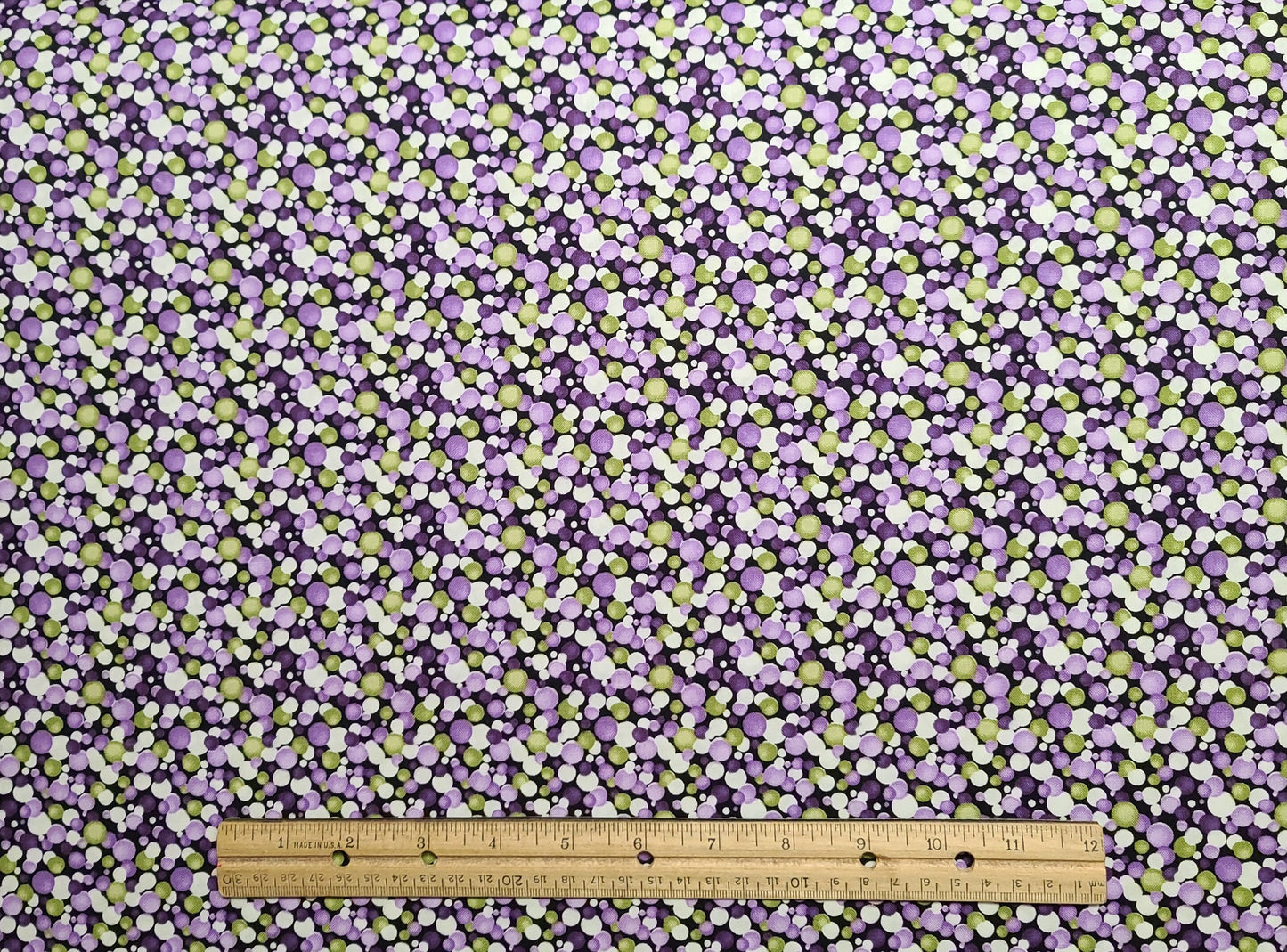 Poppy Panache Ann Lauer of Grizzly Gulch Gallery Benartex Style #626 - Dark Purple Fabric/Light Purple, Lavender, Green, White Bubble Print