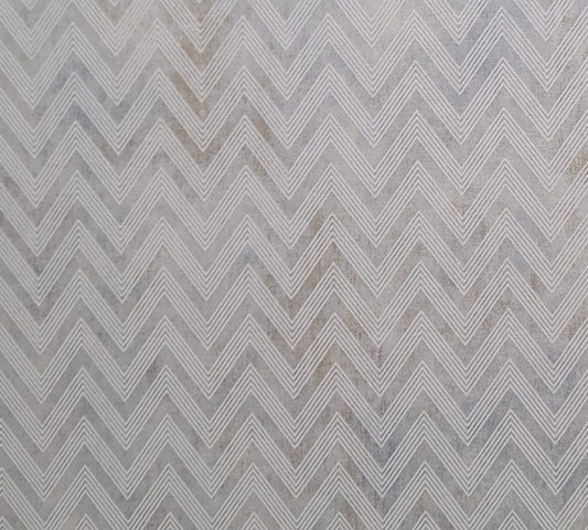 Stonehenge Monogram 21248 Deborah Edwards Northcott - Silver, Gray, Tan Tonal Fabric / White Zig Zag Horizontal (Selvage to Selvage) Print